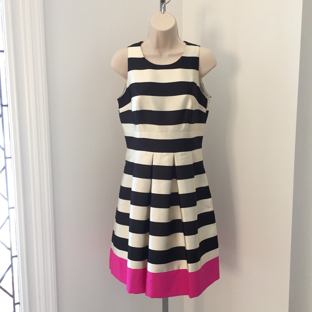ELIZA J DRESS STRIPES PLEATS PARTY COCKTAIL NICE!